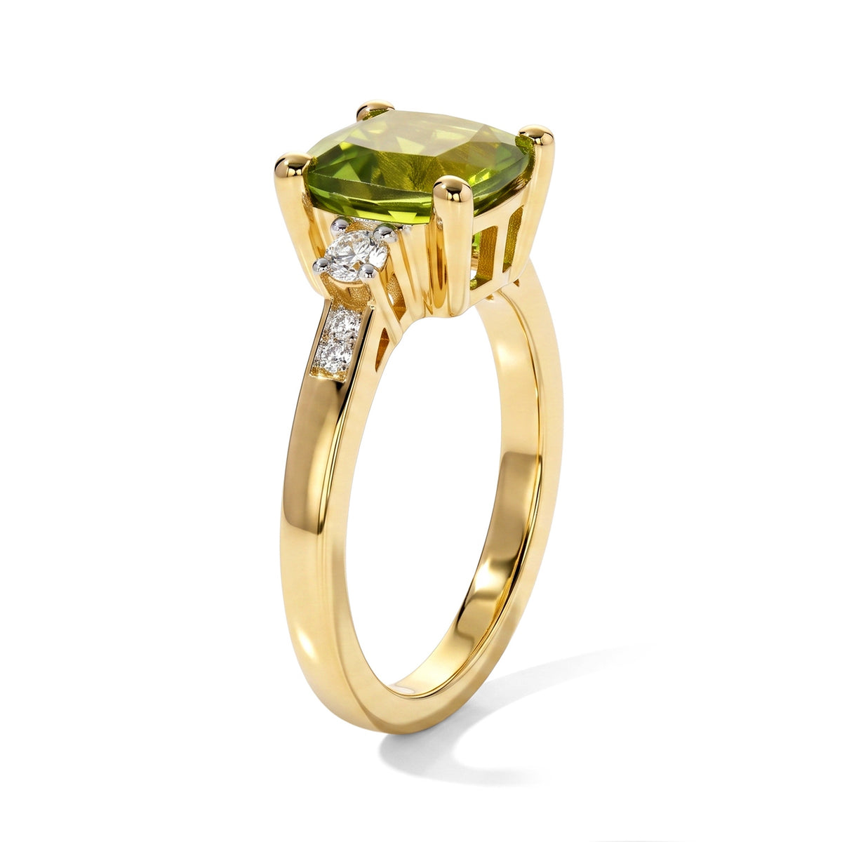 Luxuriant - Natural Hebei Peridot &amp; Lab Grown Diamond (SI/G-H) Ring in 18K Vermeil Yellow Gold Plated Sterling Silver 2.46 Ct. 8699842 4