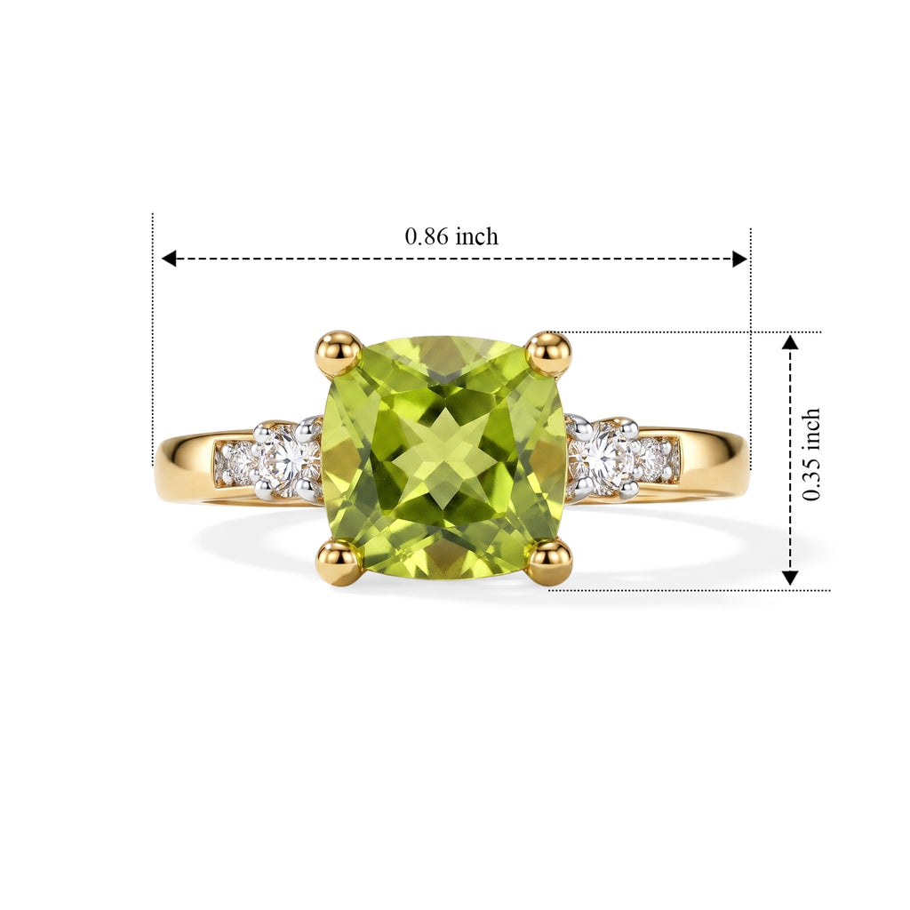 Luxuriant Peridot, Lab Grown Diamond Main Stone With Side Stone Ring in 18K YG VermeilSterling Silver  2.467  Ct._8699842_5