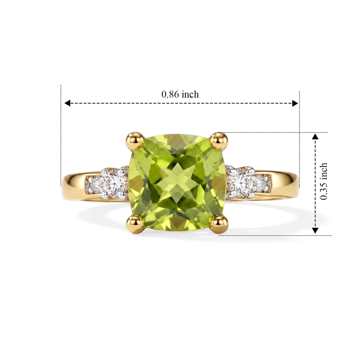 Luxuriant - Natural Hebei Peridot &amp; Lab Grown Diamond (SI/G-H) Ring in 18K Vermeil Yellow Gold Plated Sterling Silver 2.46 Ct. 8699842 6