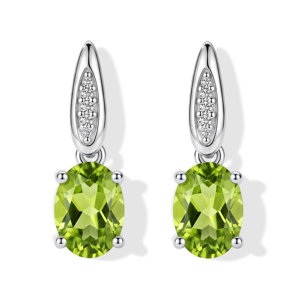 D'Joy - Peridot & White Zircon Stud Push Post Earring in Platinum Overlay Sterling Silver 1.70 Ct._8699967