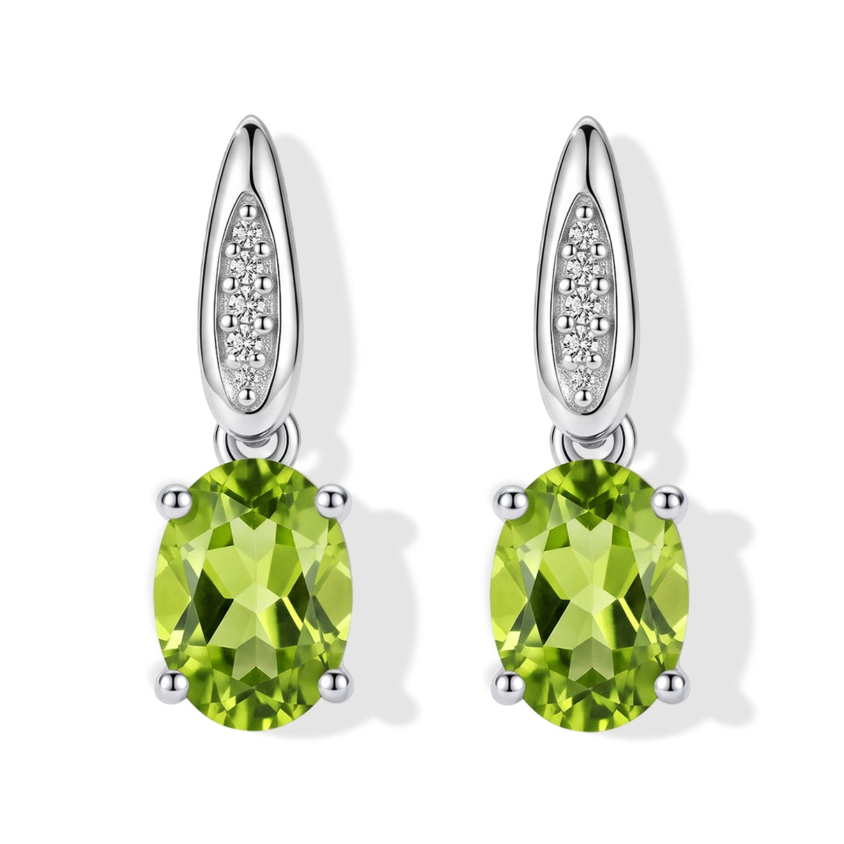 D'Joy - Natural Hebei Peridot &amp; White Zircon Stud Push Post Earring in Platinum Overlay Sterling Silver 1.70 Ct. V32515098 0