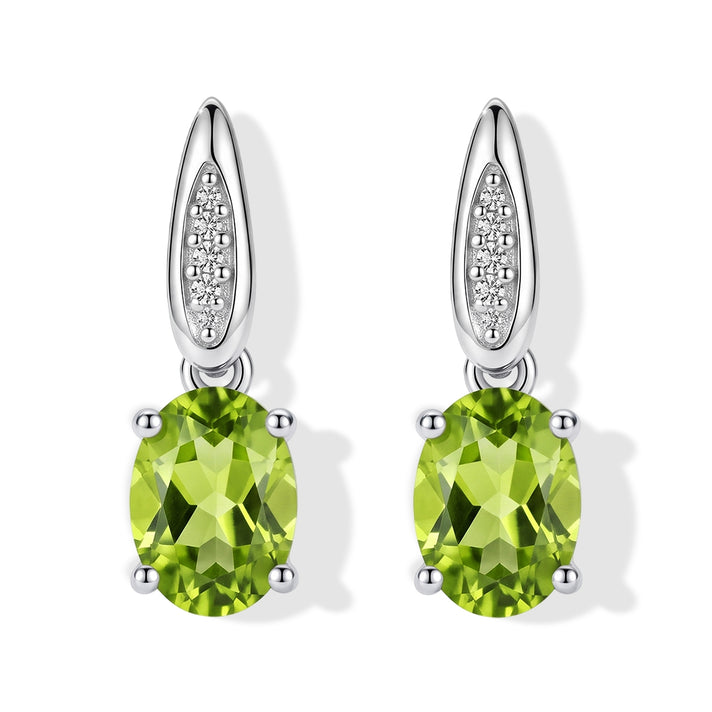 D'Joy - Natural Hebei Peridot &amp; White Zircon Stud Push Post Earring in Platinum Overlay Sterling Silver 1.70 Ct. V32664560 1