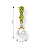 D'Joy - Peridot, Fresh Water Pearl & White Zircon Dangling Earring with Push Post in Yellow Gold Plated Sterling Silver 5.20 Ct._8699968_4