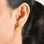 D'Joy - Peridot Dangling Earring with Push Post in Yellow Gold Plated Sterling Silver 1.60 Ct._8700010_1