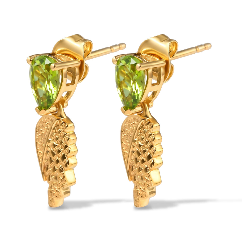 D'Joy - Peridot Dangling Earring with Push Post in Yellow Gold Plated Sterling Silver 1.60 Ct._8700010_3