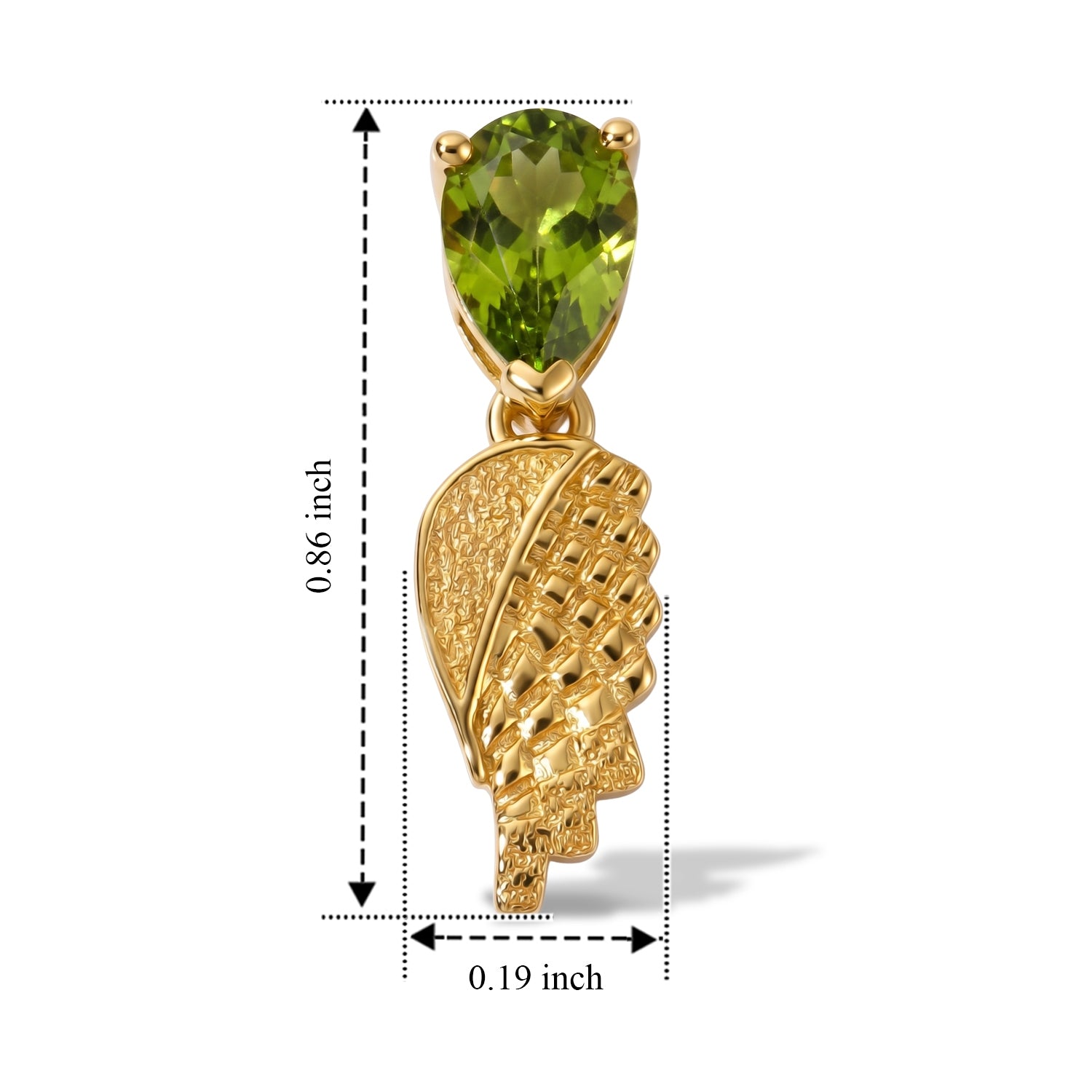 D'Joy - Natural Hebei Peridot Angel Wings Dangling Earring with Push Post in Yellow Gold Plated Sterling Silver 1.60 Ct. V32514948 5
