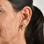 D'Joy - Peridot, White Zircon & African Amethyst Dangling Earring with Push Post in Yellow Gold Plated Sterling Silver 2.56 Ct._8700012_2