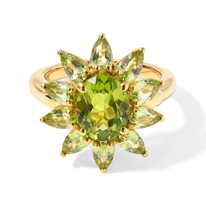 D'Joy - Natural Hebei Peridot Floral Ring in 18K Vermeil Yellow Gold Plated Sterling Silver 4.00 Ct. 8700100 1
