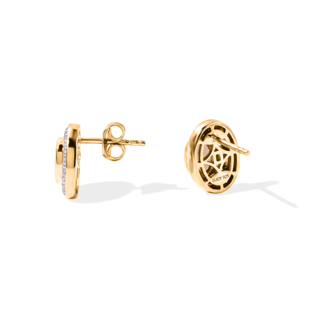 D'Joy - Ethiopian Opal & White Zircon Earring with Push Post in Yellow Gold Plated Sterling Silver_8700330_3