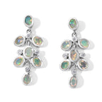 D'Joy - AAA Ethiopian Opal & White Zircon Dangling Earring in Rhodium Overlay Sterling Silver 1.74 Ct._8700331