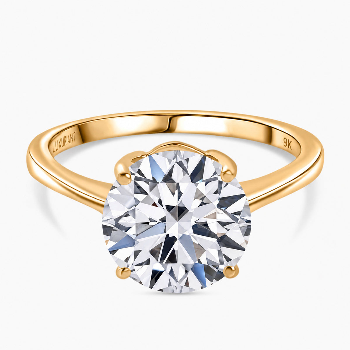 LUXURIANT SGL Certified 3 Ct. Lab Grown Diamond VS E-F Solitaire Ring in 9K Yellow Gold 8700403 0