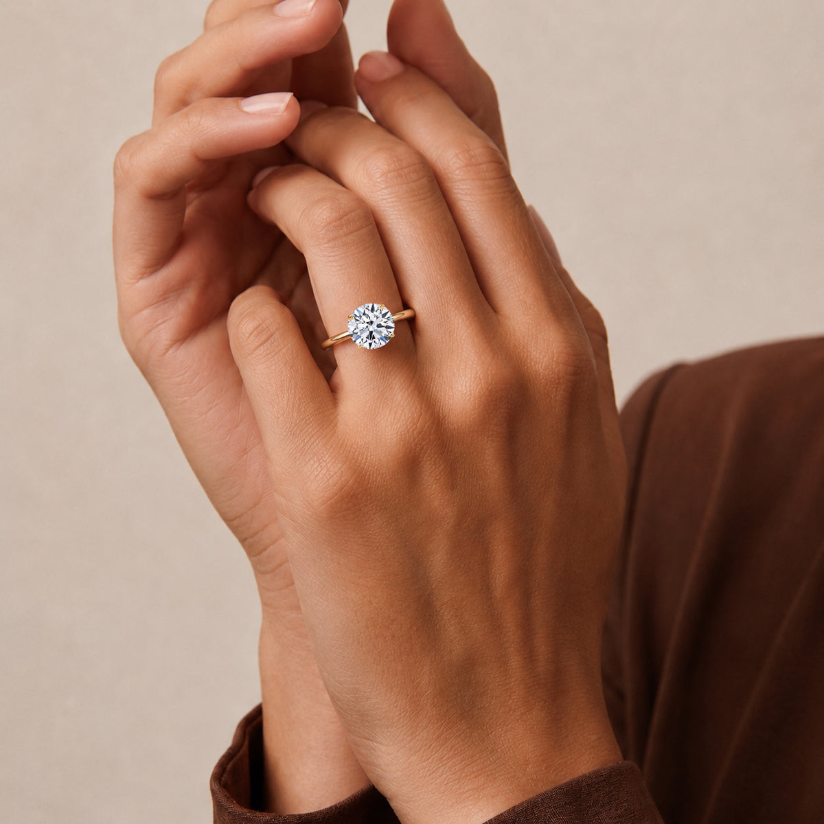 LUXURIANT SGL Certified 3 Ct. Lab Grown Diamond VS E-F Solitaire Ring in 9K Yellow Gold 8700403 6
