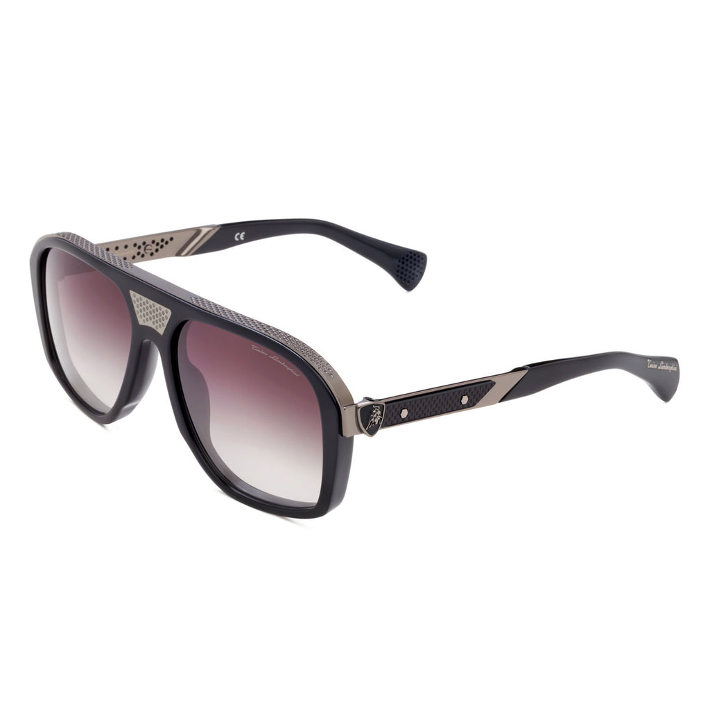 Tonino Lamborghini Eyewear- Oversized Black Aviator Mask Sunglasses_8701091_1