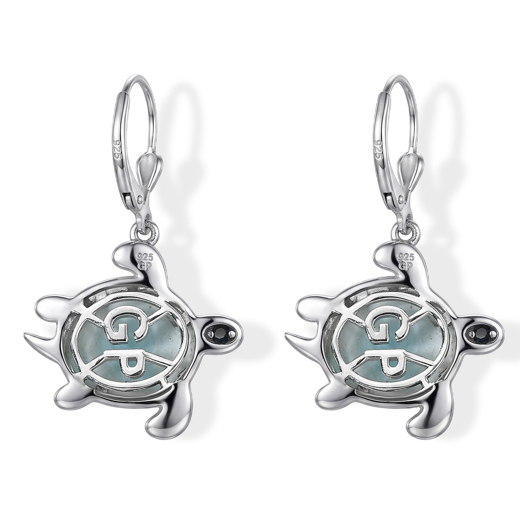 D'Joy - Larimar & Blue Sapphire Earring with Lever Back in Rhodium Overlay Sterling Silver 9.00 Ct._8701097_5