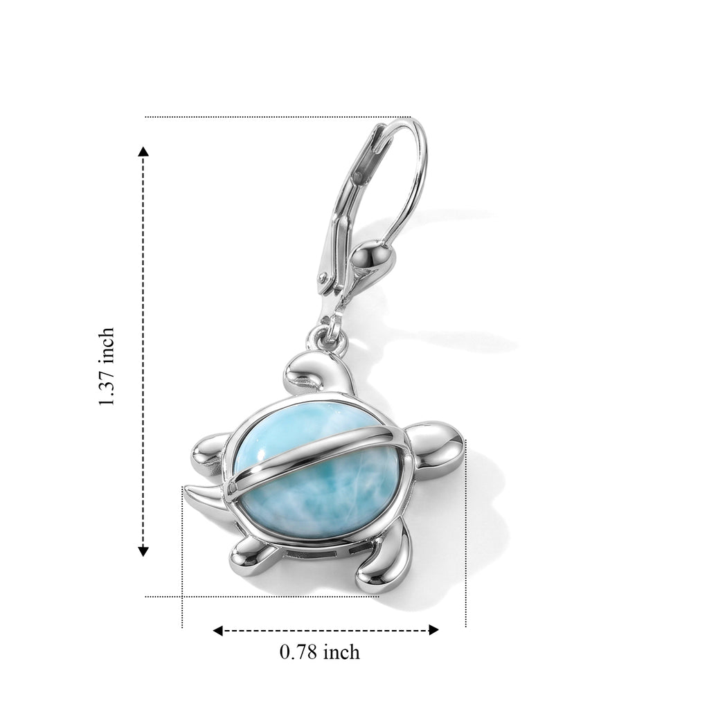 D'Joy - Larimar & Blue Sapphire Earring with Lever Back in Rhodium Overlay Sterling Silver 9.00 Ct._8701097_6