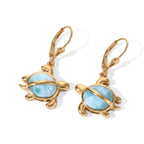 GP - Larimar & Blue Sapphire Earring with Lever Back in 18K Vermeil Yellow Gold Plated Sterling Silver 9.00 Ct._8701098