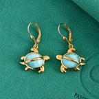 GP - Larimar & Blue Sapphire Earring with Lever Back in 18K Vermeil Yellow Gold Plated Sterling Silver 9.00 Ct._8701098_2