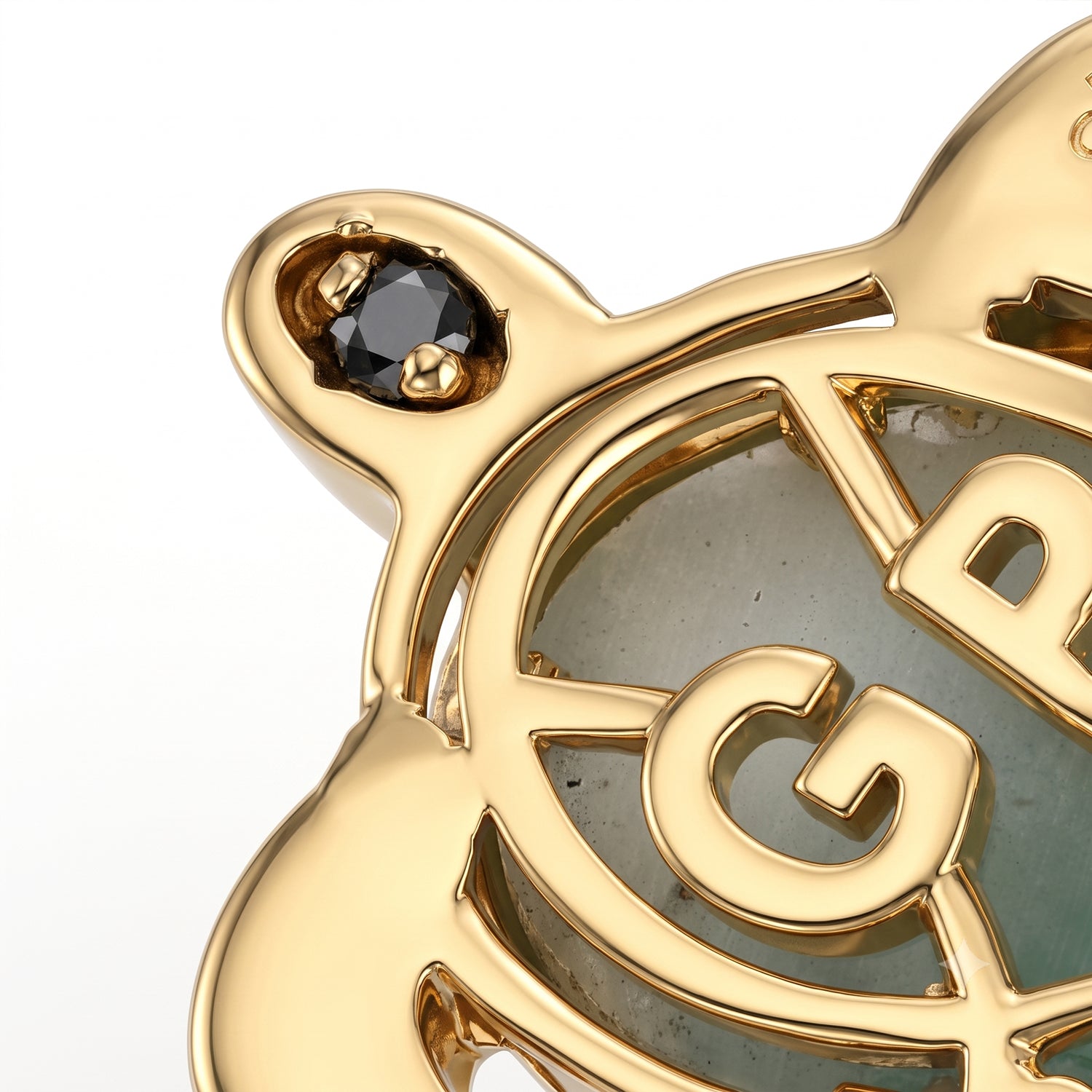 GP Capri Sealife Collection - Larimar &amp; Blue Sapphire Turtle Earring with Lever Back in 18K Vermeil Yellow Gold Plated Sterling Silver 9.00 Ct. V32535176 5