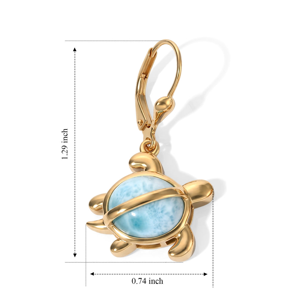 GP - Larimar & Blue Sapphire Earring with Lever Back in 18K Vermeil Yellow Gold Plated Sterling Silver 9.00 Ct._8701098_5