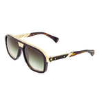 Tonino Lamborghini Eyewear- Havana Gold Square Sunglasses With Green Lenses And Symbol Design On Temples_8701099_1