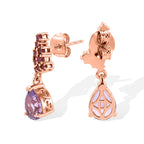 D'Joy - Rose De France Amethyst & Orissa Rose Garnet Dangling Earring with Push Post in Rose Gold Plated Sterling Silver 2.60 Ct._8701669_3