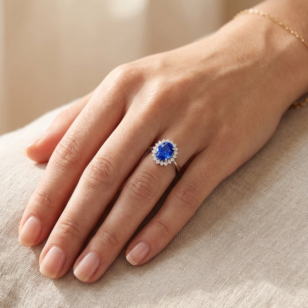 Luxuriant Blue Spinel, Lab Grown Diamond Ring in Rhodium OverlaySterling Silver  1.720  Ct._8701940_1