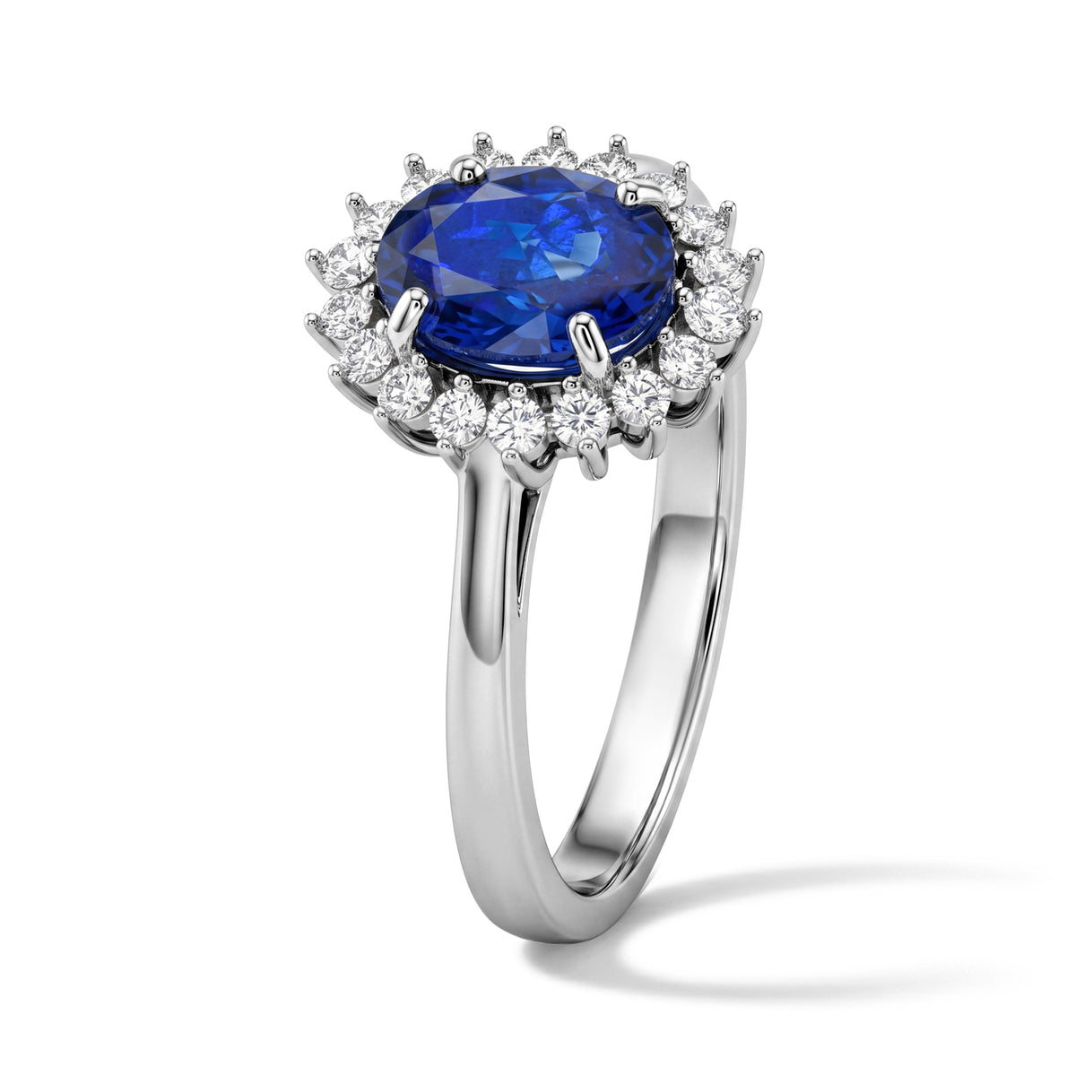 LIVE FROM BRAZIL SPECIAL - AAA Cobalt Blue Spinel &amp; Grown Diamond Halo Ring in Rhodium Overlay Sterling Silver 1.70 Ct. 8701940 4