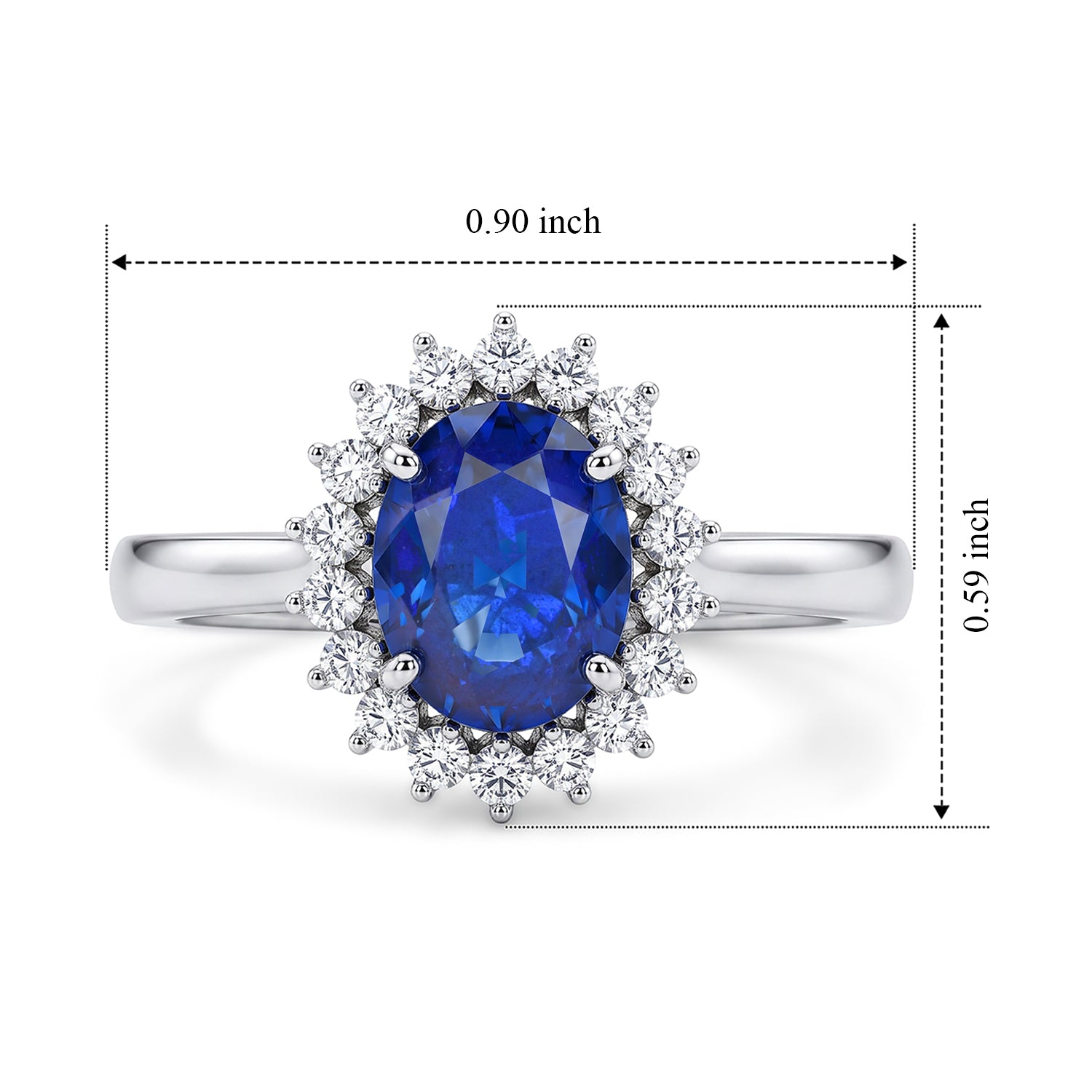 LIVE FROM BRAZIL SPECIAL - AAA Cobalt Blue Spinel &amp; Grown Diamond Halo Ring in Rhodium Overlay Sterling Silver 1.70 Ct. 8701940 6