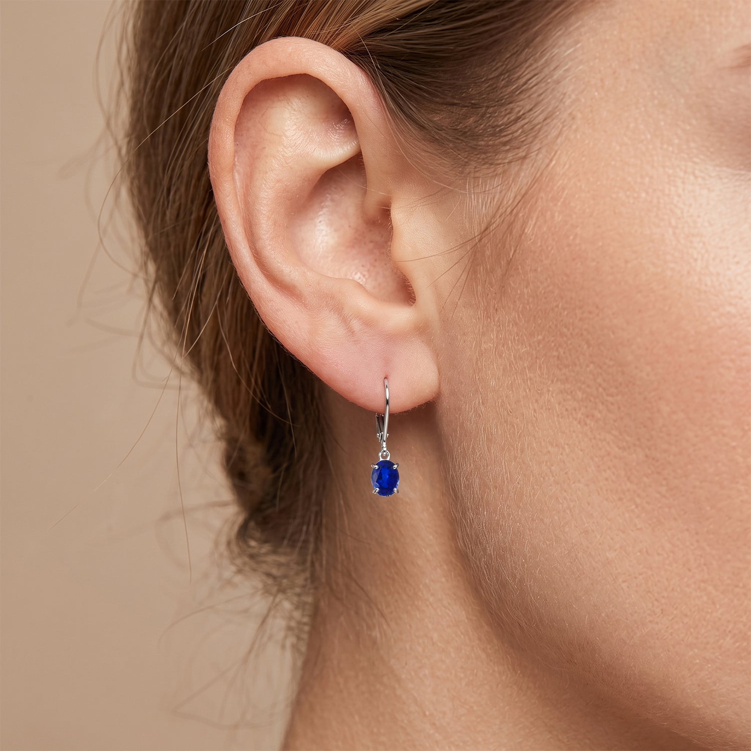 D'Joy - Premium Cobalt Blue Spinel Solitaire Earring with Lever Back in Rhodium Overlay Sterling Silver 1.80 Ct. V32515090 2