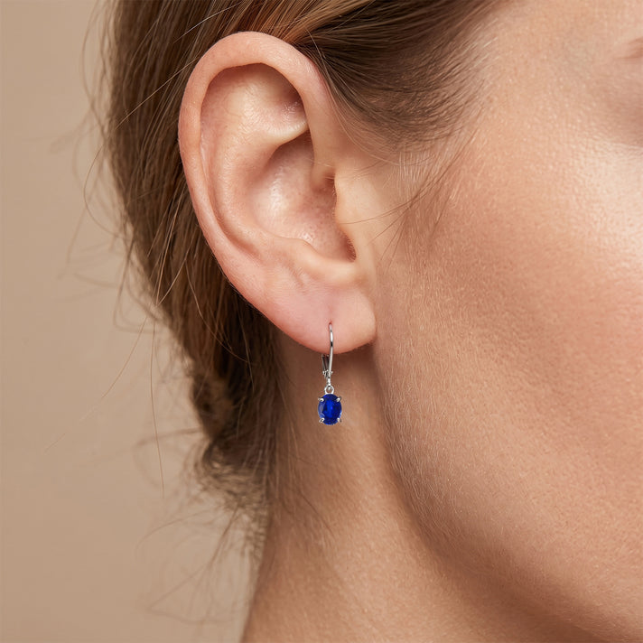 D'Joy - Premium Cobalt Blue Spinel Solitaire Earring with Lever Back in Rhodium Overlay Sterling Silver 1.80 Ct. 8702112 2