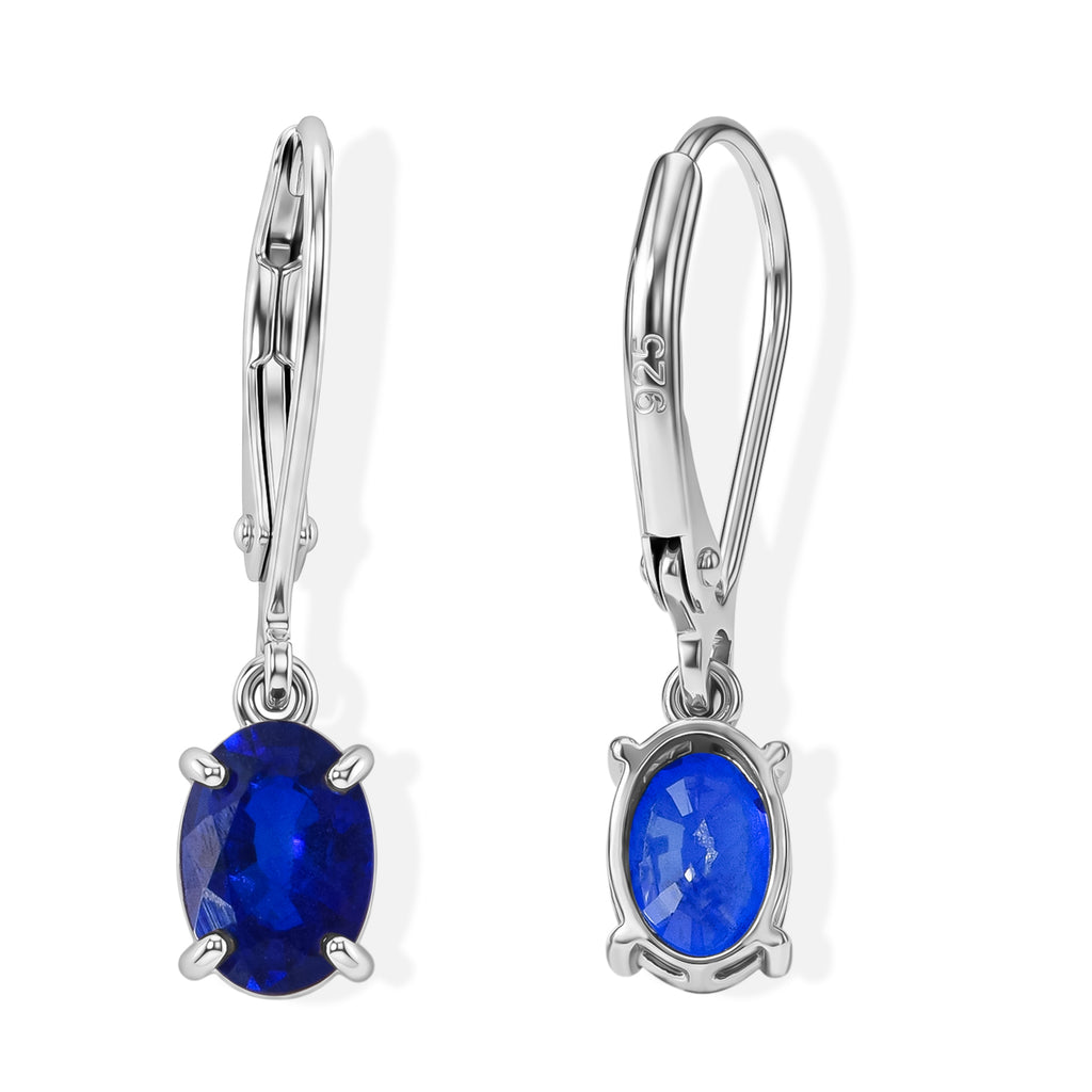 D'Joy - Blue Spinel Earring with Lever Back in Rhodium Overlay Sterling Silver 1.80 Ct._8702112_3