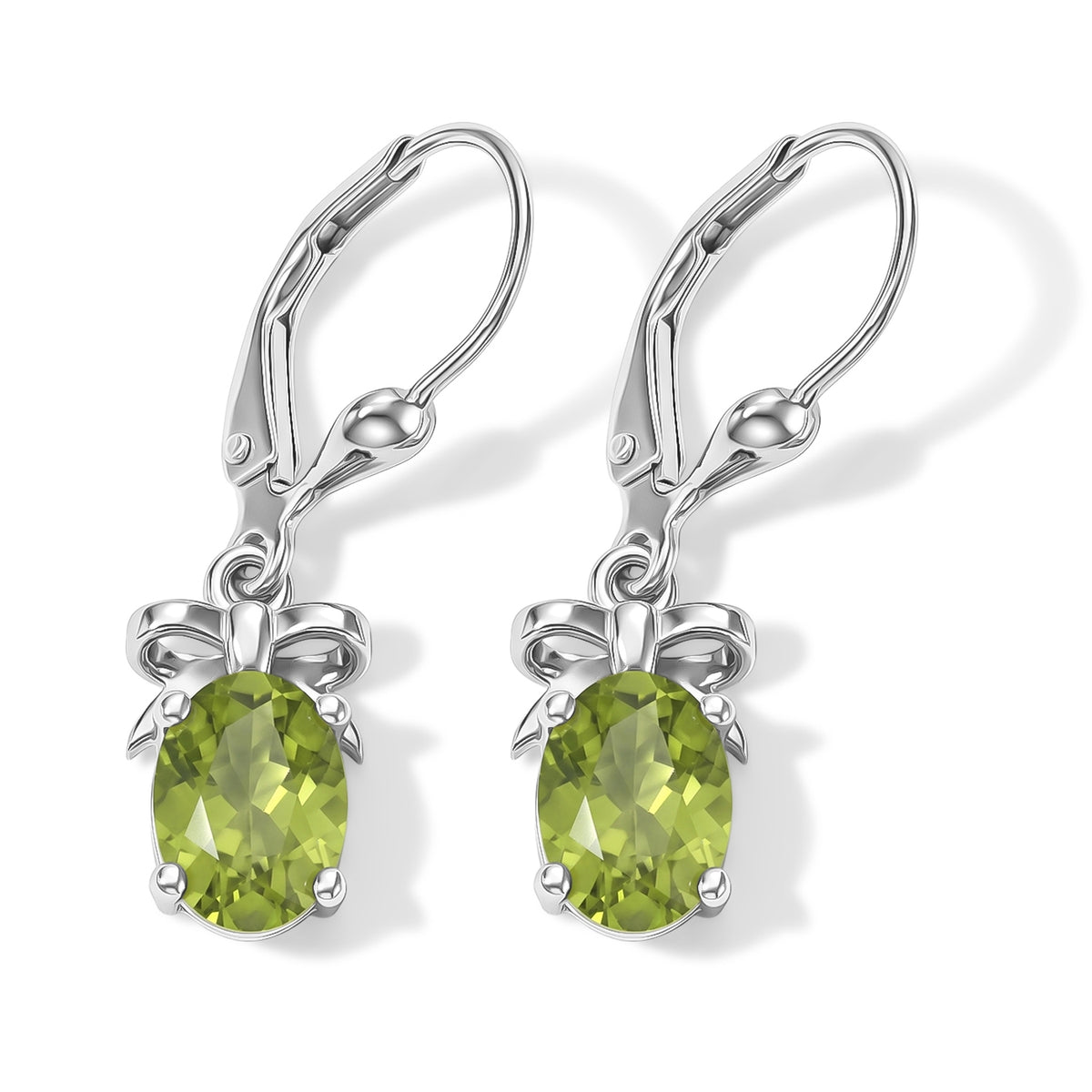 D'Joy - Natural Hebei Peridot Solitaire Lever Back Earring in Platinum Overlay Sterling Silver 2.64 Ct. V32515486 0