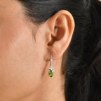 D'Joy - Peridot Solitaire Lever Back Earring in Platinum Overlay Sterling Silver 2.64 Ct._8702132_1