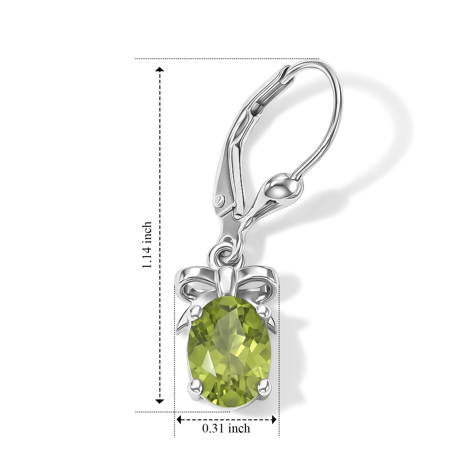 D'Joy - Natural Hebei Peridot Solitaire Lever Back Earring in Platinum Overlay Sterling Silver 2.64 Ct. V32515486 5