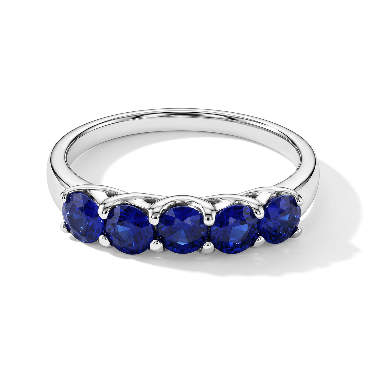 D'Joy - Premium Cobalt Blue Spinel 5 Stone Ring in Rhodium Overlay Sterling Silver 1.10 Ct. 8702153 0