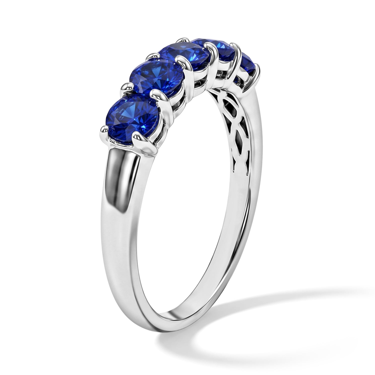 D'Joy - Premium Cobalt Blue Spinel 5 Stone Ring in Rhodium Overlay Sterling Silver 1.10 Ct. 8702153 4