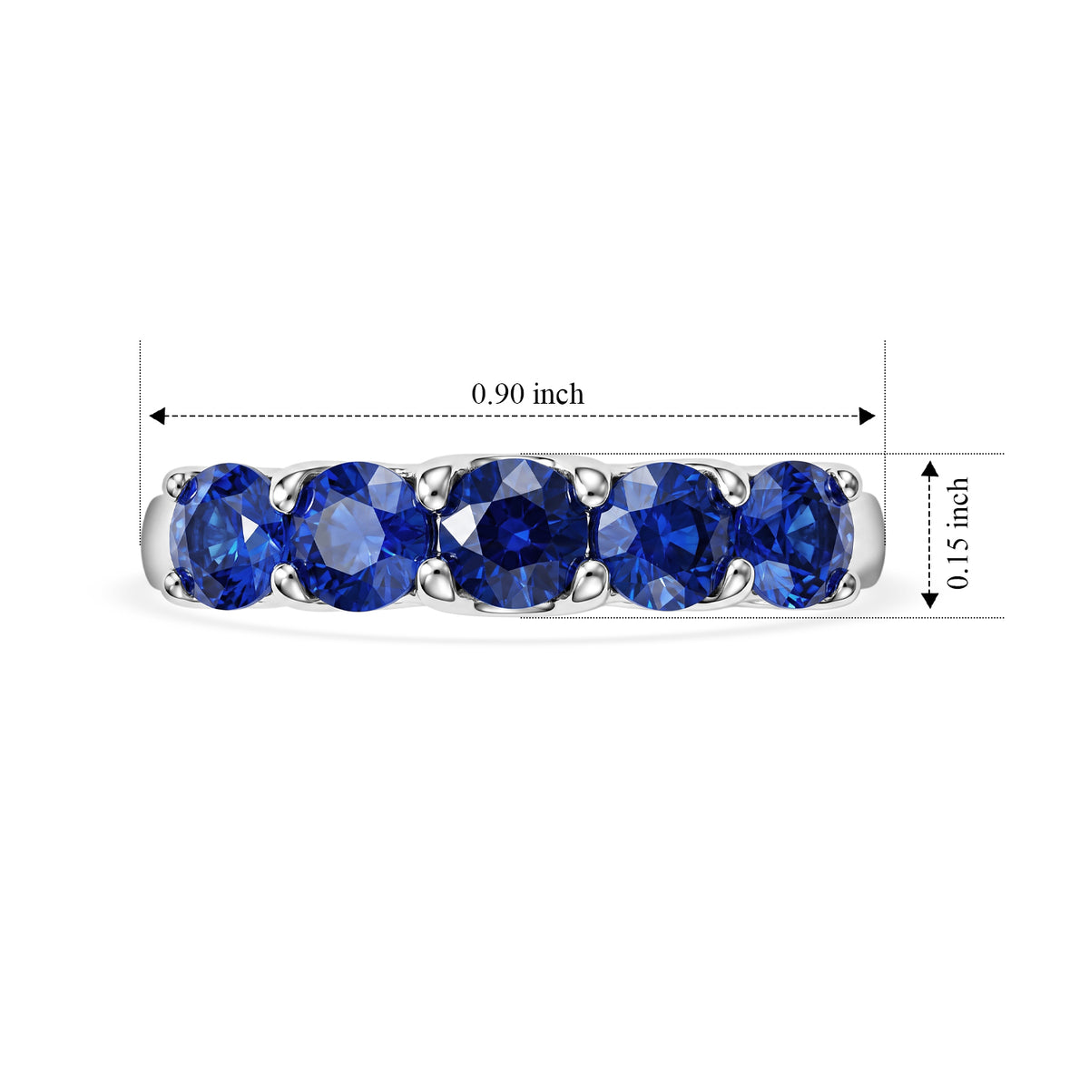 D'Joy - Premium Cobalt Blue Spinel 5 Stone Ring in Rhodium Overlay Sterling Silver 1.10 Ct. 8702153 6