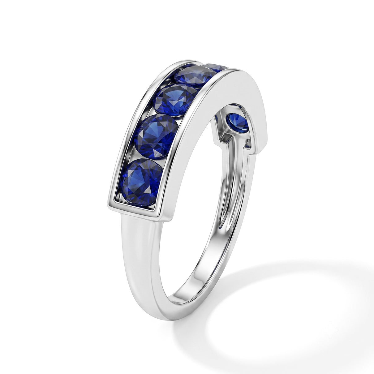 LIVE FROM BRAZIL D'Joy - Premium Cobalt Blue Spinel Half-Eternity Band Ring in Rhodium Overlay Sterling Silver 1.54 Ct. 8702173 4