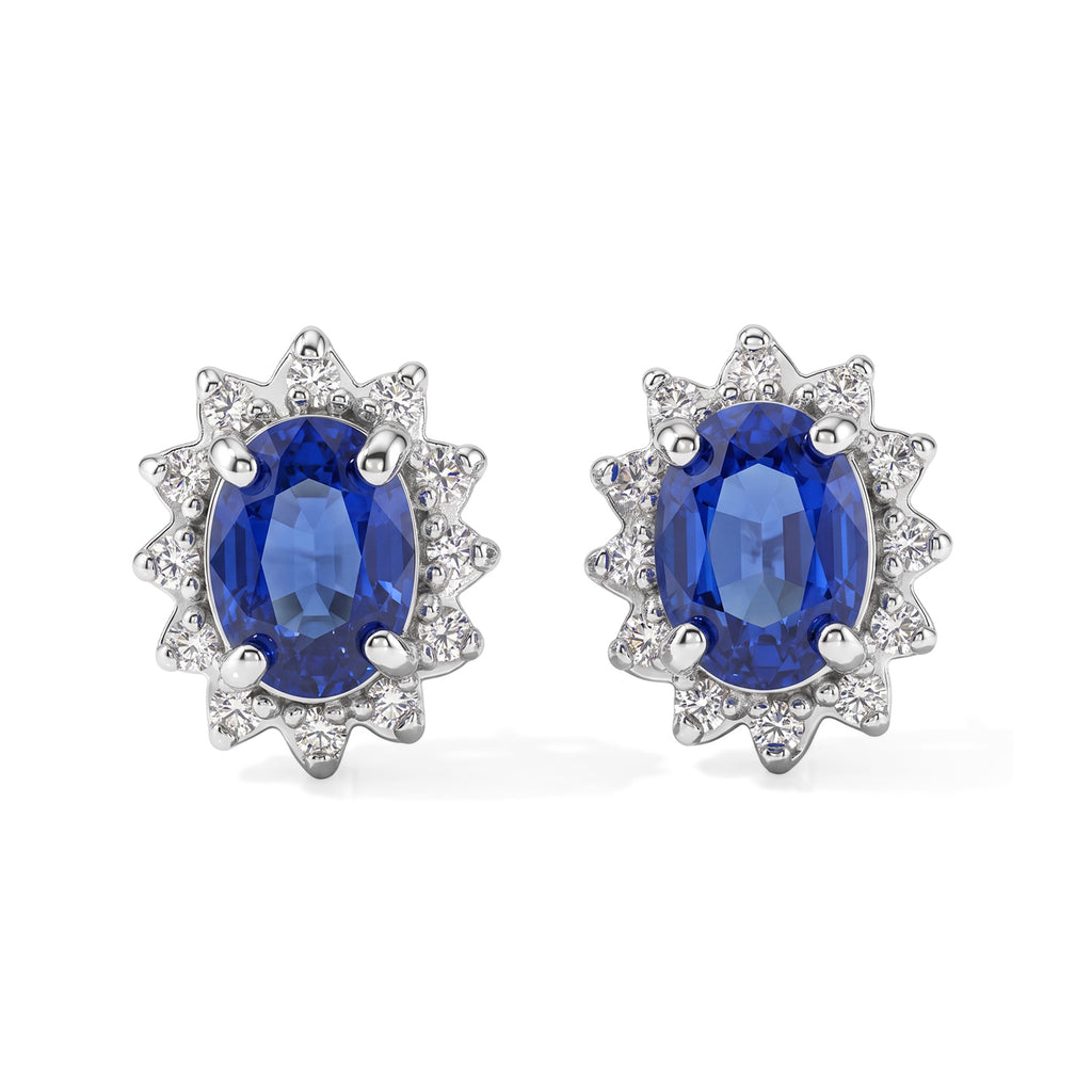 D'Joy - Tanzanian Blue Spinel & White Zircon Earring with Push Back in Rhodium Overlay Sterling Silver 2.44 Ct._8702207