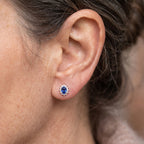 D'Joy - Tanzanian Blue Spinel & White Zircon Earring with Push Back in Rhodium Overlay Sterling Silver 2.44 Ct._8702207_1