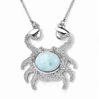 D'Joy - Larimar & Blue Sapphire Necklace (Size - 20) in Rhodium Overlay Sterling Silver 4.00 Ct._8702387
