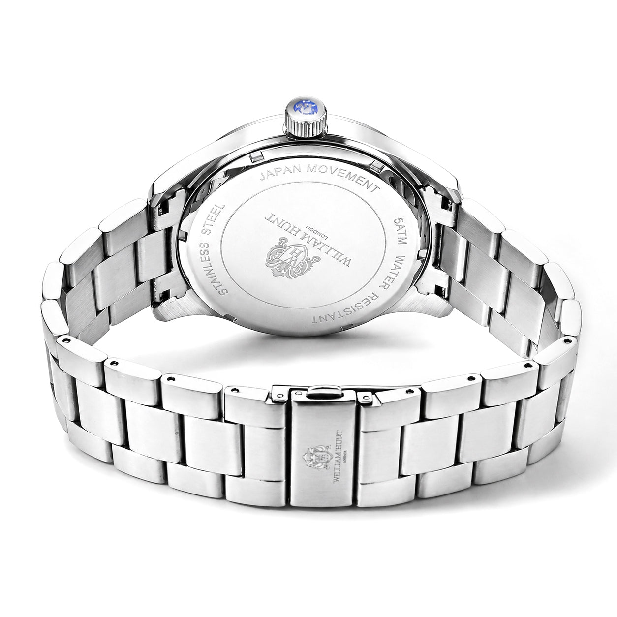William Hunt Miyota 2035 Japan Movement 5ATM WR Silver Gragon &amp; Earth Pattern Sunray Black Dial &amp; IPS Plating 304 Stainless Steel Case Mens Watch with Stainless Steel Strap 8702880 5