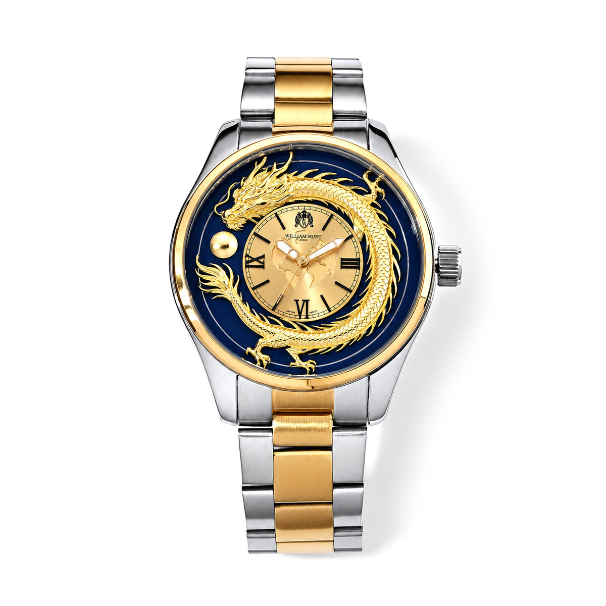 FINAL WATCH OF CLEARANCE - William Hunt Limited Edition Japanese Movement 5ATM WR Dragon &amp; Earth Watch With Scratch Resistant Mineral Glass Dial &amp; 45MM Case - Two Tone 8702912 0