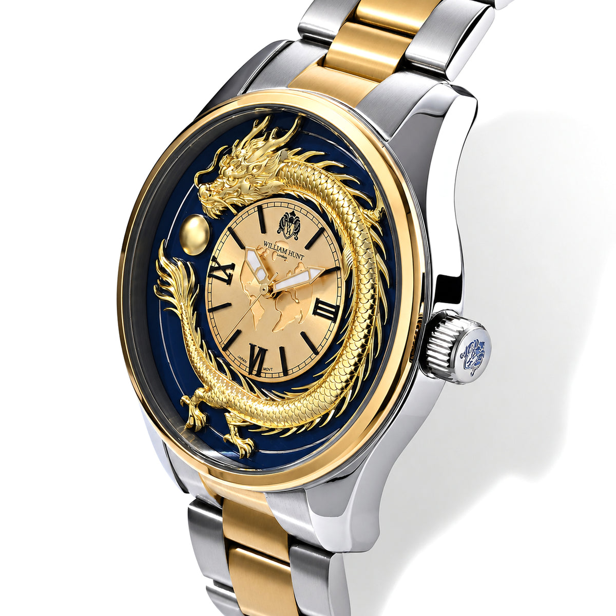 FINAL WATCH OF CLEARANCE - William Hunt Limited Edition Japanese Movement 5ATM WR Dragon &amp; Earth Watch With Scratch Resistant Mineral Glass Dial &amp; 45MM Case - Two Tone 8702912 3