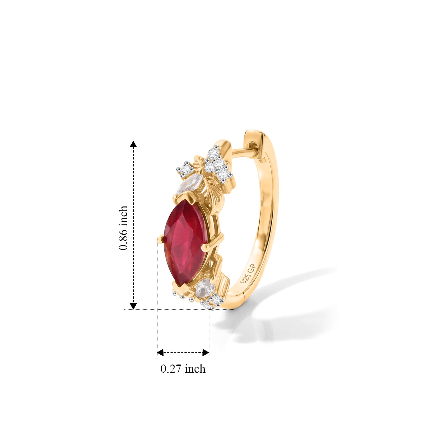 GP - African Ruby, White Zircon &amp; Blue Sapphire Full Hoop Earring in 18K Vermeil Yellow Gold Plated Sterling Silver 4.10 Ct. 8703345 4