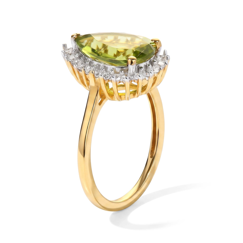 Luxuriant - Peridot & Lab Grown Diamond (SI/G-H) Halo Ring in 18K Vermeil Yellow Gold Plated Sterling Silver 3.20 Ct._8703634_3