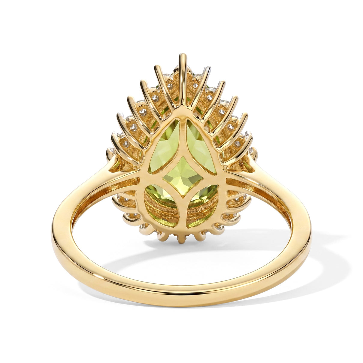 SUPER FIND - Heirloom Natural Hebei Peridot &amp; Grown Diamond (SI-G-H) Halo Ring in 18K Vermeil Yellow Gold Sterling Silver 3.20 Ct. 8703634 5