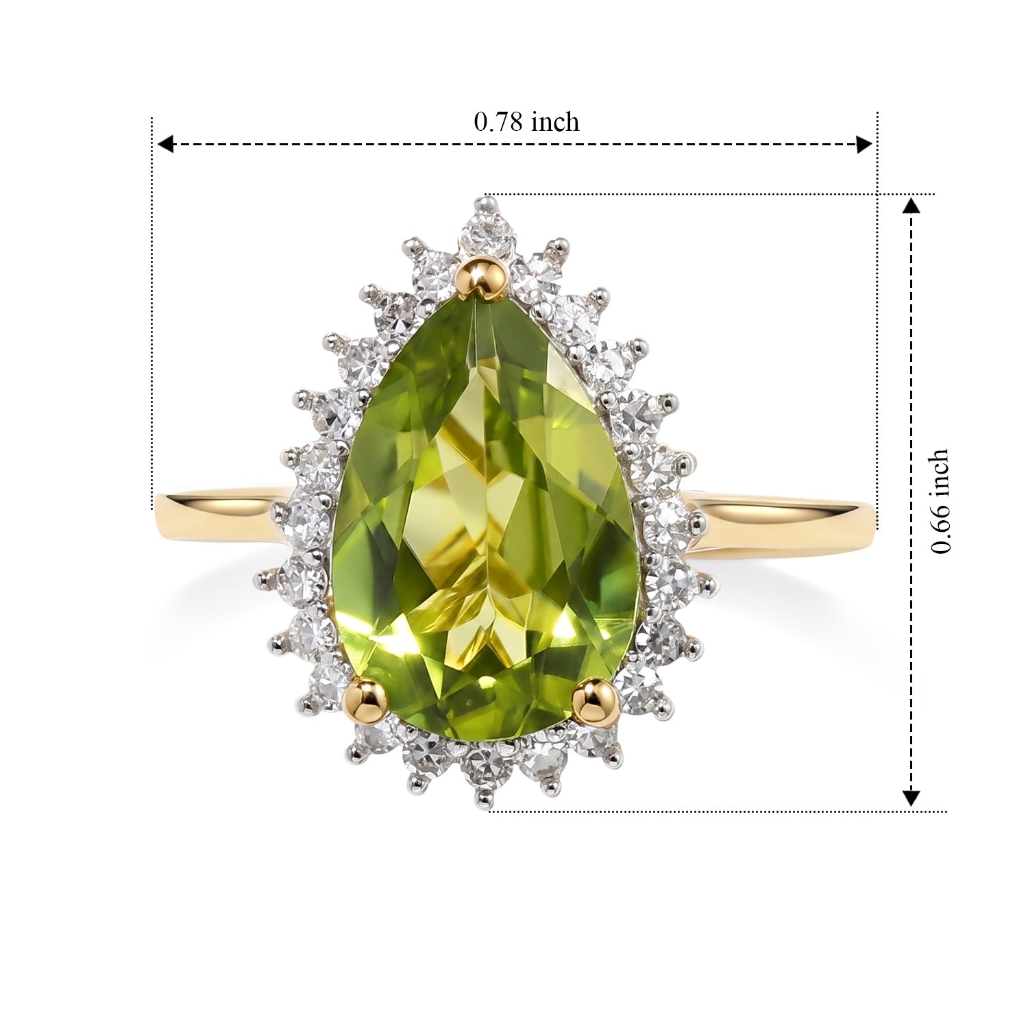 SUPER FIND - Heirloom Natural Hebei Peridot &amp; Grown Diamond (SI-G-H) Halo Ring in 18K Vermeil Yellow Gold Sterling Silver 3.20 Ct. 8703634 6