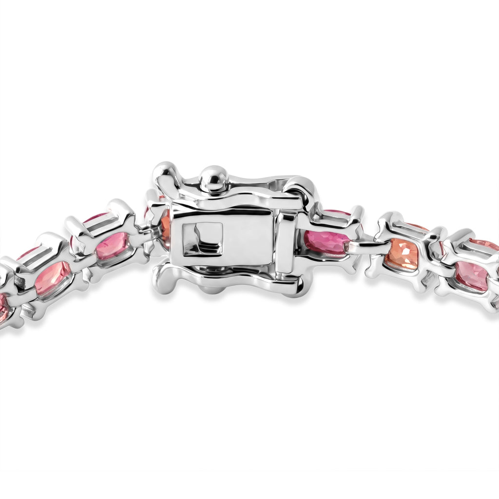 D'Joy - Multi Sapphire Tennis Bracelet (Size - 7) in Rhodium Overlay Sterling Silver 9.00 Ct._8703799_3