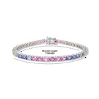 D'Joy - Multi Sapphire Tennis Bracelet (Size - 7) in Rhodium Overlay Sterling Silver 9.00 Ct._8703799_4